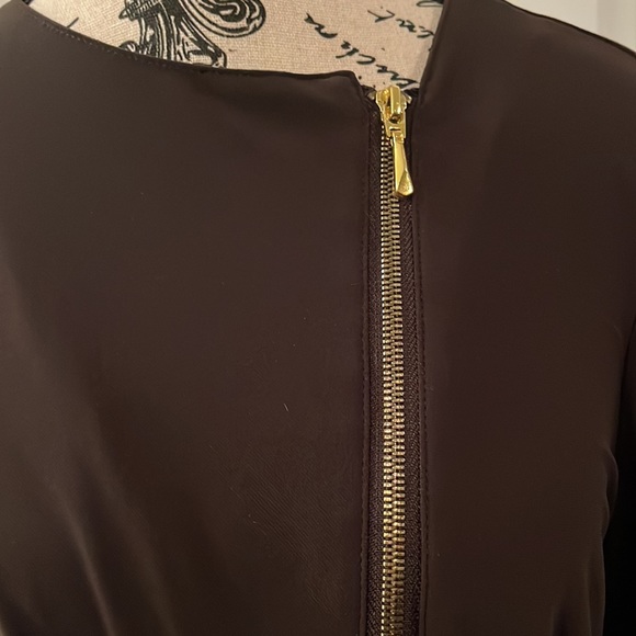 Joseph Ribkoff Brown Women’s Fitted Top with Gold Zipper - Picture 5 of 7